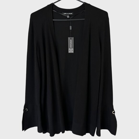 Cable & Gauge Open-Front Cardigan Sweater Black Women's Size Small New - Picture 1 of 13